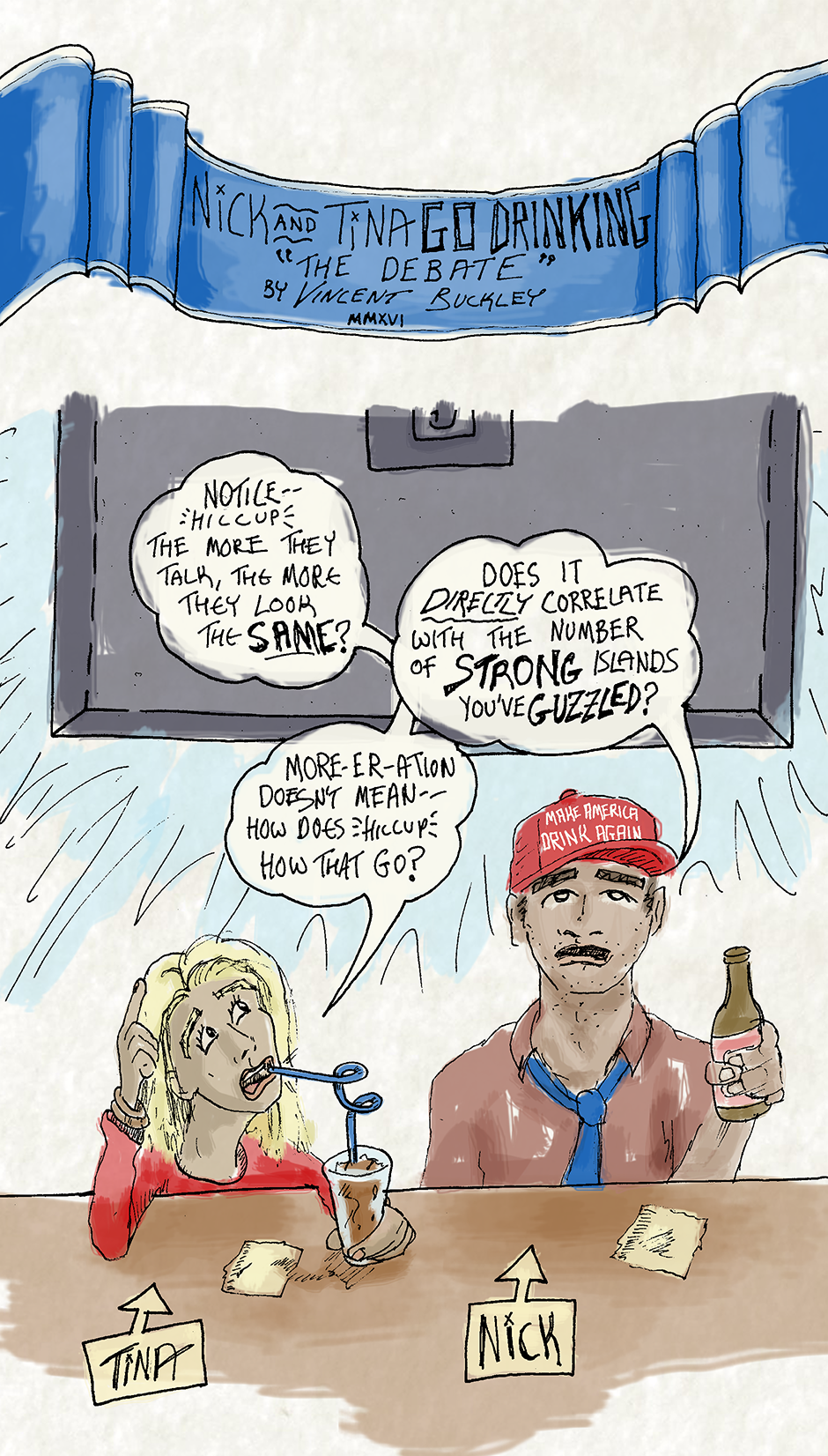 Nick and Tina Go Drinking :: The Debate - image 1