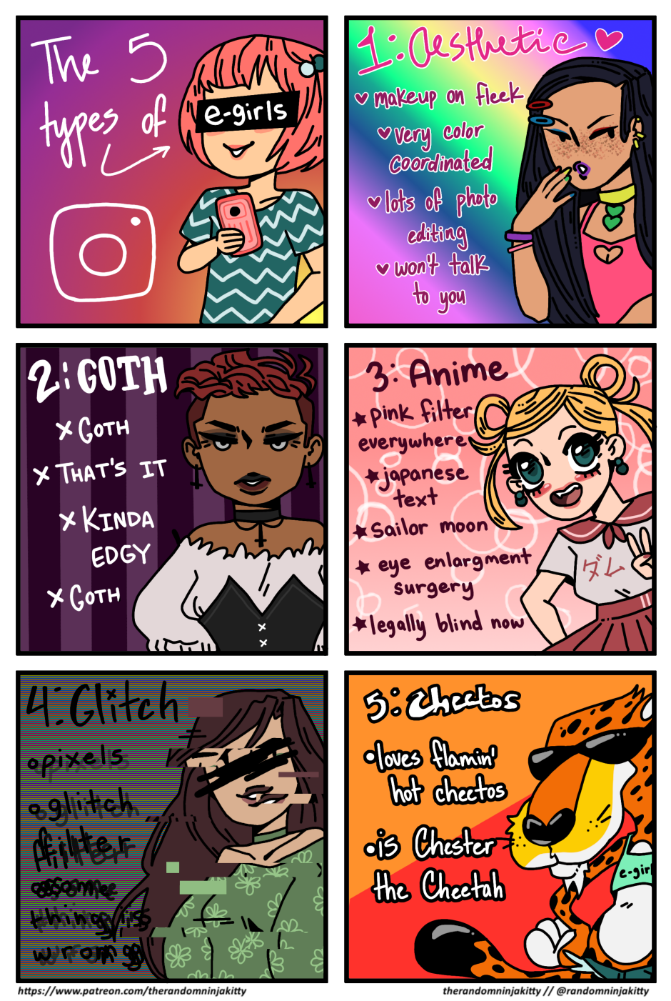 Read Comics by Dre :: 5 Types of e-Girls | Tapas Community