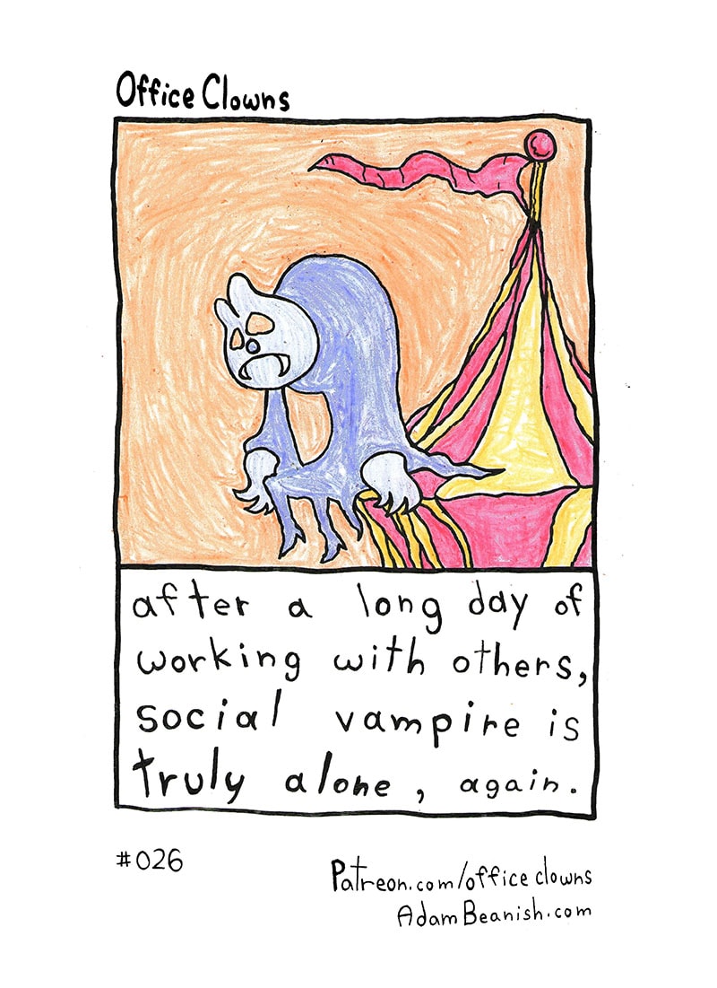 Read Office Clowns Social Vampire is Truly Alone Tapas Comics
