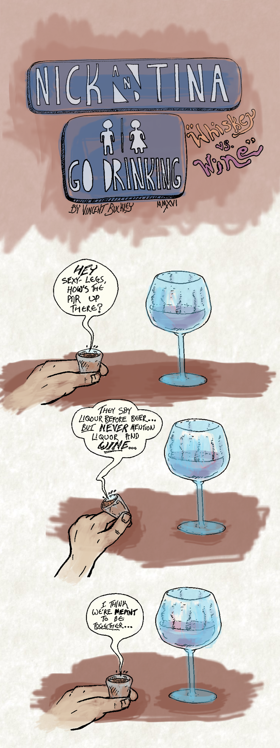 Nick and Tina Go Drinking :: Whiskey vs. Wine - image 1