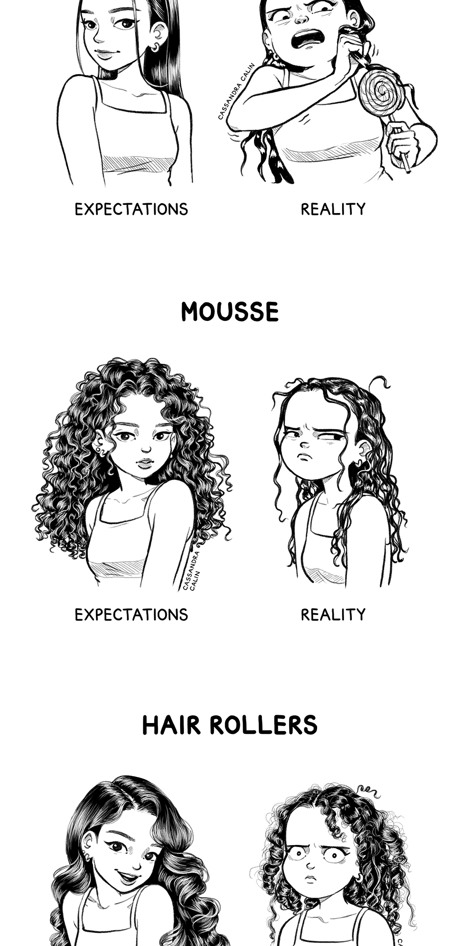 Comics feed - Cassandra Comics : Hair Expectations vs Reality (12 year anniversary)