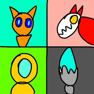 Page 1 cat warrior page 2 dinosaur? Page 3 golem page 4 crystal warrior 