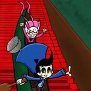 Just around the bannister