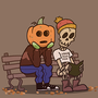 Pumpkin & Skeleton