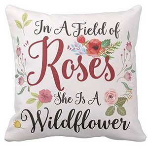 Kissenday Spring 2019 Collection-In A Field of Roses She Is A Wildflower Pillow Cover