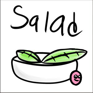 Internet meme: Women Lauging alone with salad