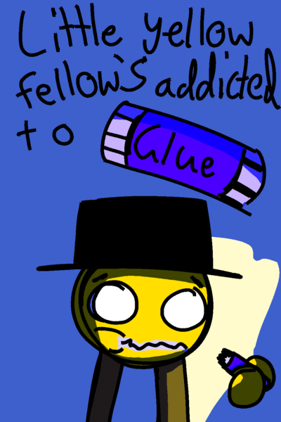 Little yellow fellow'S addicted to glue