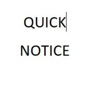 Quick Announcement