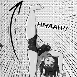 Eartha tries the Meia Lua kick