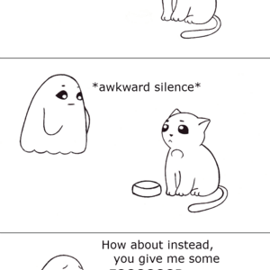 How a ghost fails to scare a cat