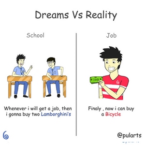 Dreams vs Reality school vs job life 