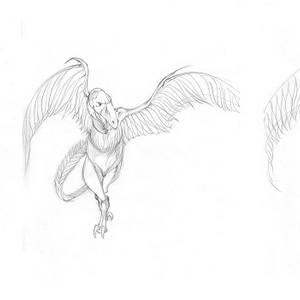 Early concept sketch of Archie the Archaeopteryx!! from Beastly