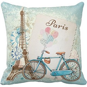 Kissenday Spring 2019 Collection-Paris Bike Flower Pillow Cover