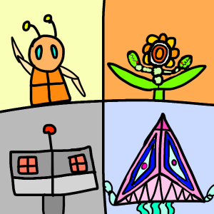 Pages 5 to 8 /bug warrior/flower monster/drone/tentibeast