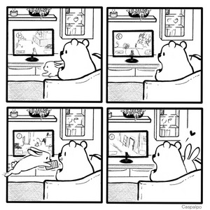 Bear playing video games
