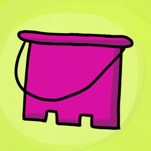 La ni&ntilde;a y la cubeta para playa de color rosa