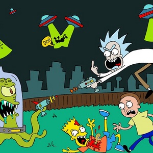 Rick and morty visit the Simpsons