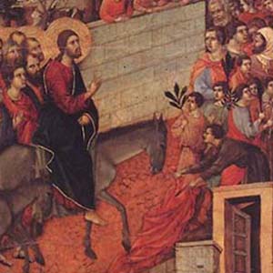 Duccio. &quot;Christ Entering Jerusalem,&quot; from the back of the Maest&agrave; Altarpiece. 1308-1311