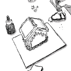 gingerbread house in progress
