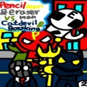 Pencilman and Eraserman Vs Catdevil and Bossking
