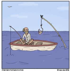 An old man and the sea.