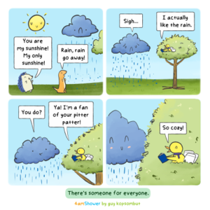 A rainy day.