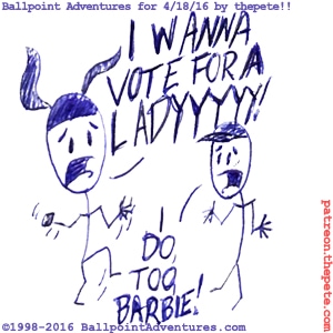 Aww, poor #BarbieBallpoint! She's so sad about the election for #POTUS!