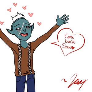 gremlin awaits his lover's return from the war.