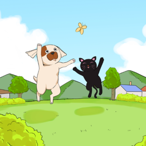 What happens if a dog and cat try to catch a butterfly?